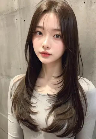 ロング カラー ヘアアレンジ リベルテ所属・♦️髪質改善韓国レイ ヤー♦️副店長のヘアスタイル