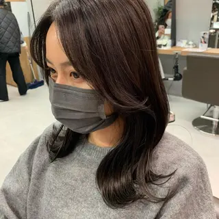 ミディアム カラー 🫧オリーブ/赤み消 し/暗髪🫧野本麗奈のヘアスタイル