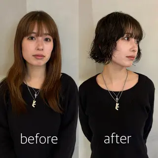 ショート パーマ/ボブ,ロング ヤマシタミウ🌀のヘアスタイル