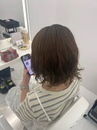 ミディアム カラー 前髪/顔周り 透明感カラーとどさんのヘアスタイル