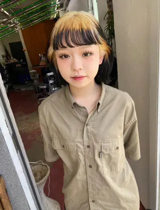 ミディアム カラー qiie ワンカラー ダブルカラーのヘアスタイル