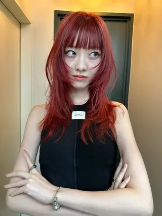 カラー RIN パーマ/暖色カラーのヘアスタイル