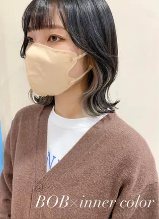 ミディアム カラー レイヤー/顔まわり 縮毛矯正/月城宏清のヘアスタイル