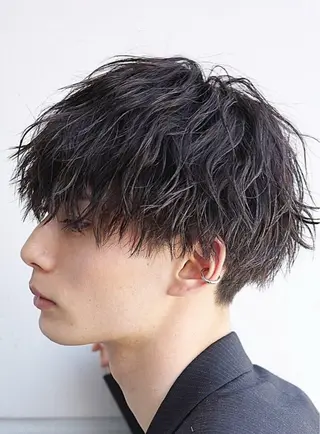 ショート カラー パーマ メンズ キッズ 栄💗メンズパーマ| ハイトーン|haruのヘアスタイル