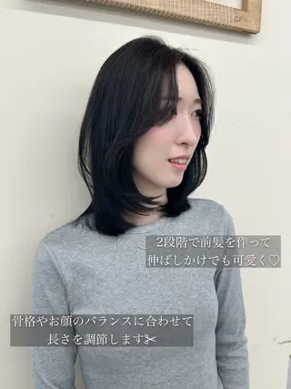 ミディアム 似合わせ顔まわりカッ ト🩶瀧本美咲のヘアスタイル