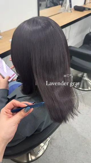 ロング カラー 暗髪🩶ラベンダー/ ブルー/ユウナ🤍のヘアスタイル