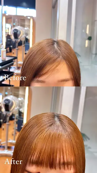 パーマ 縮毛矯正×髪質改善 カラー×クロスパーマのヘアスタイル