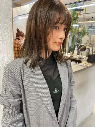 セミロング 小顔レイヤー×コンパ クトボブ/林隆平のヘアスタイル