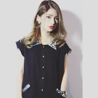 ミディアム セミロング カラー 永田 崇のヘアスタイル