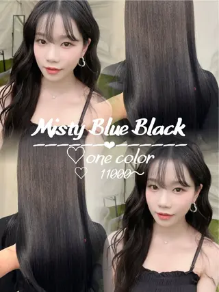 ロング カラー ヘアアレンジ 寒色アイドルカラー JUNOチナツのヘアスタイル