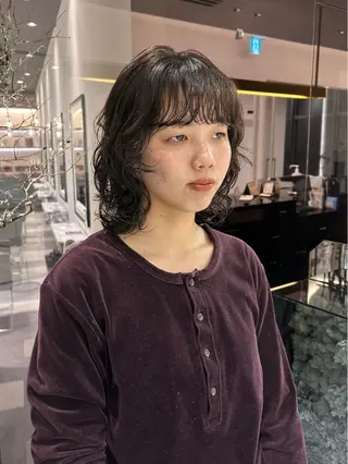 ミディアム パーマ 中原 優美のヘアスタイル