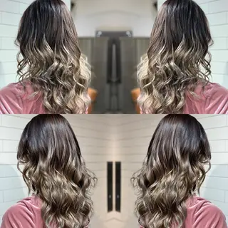 ミディアム カラー ヘアアレンジ 髪質改善×ハイトーン 中田啄也のヘアスタイル