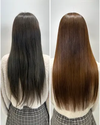 ロング カラー パーマ 髪質改善/縮毛矯正 /ブリーチ矯正/岡部のヘアスタイル