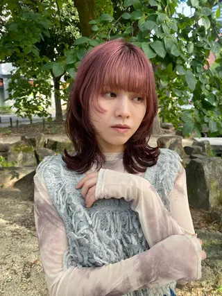 セミロング NIKO/名古屋/ 伏見/花屋併設のヘアスタイル