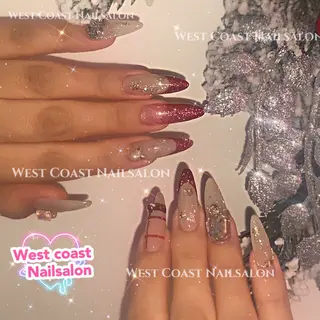 ネイル リボン、ガーリー パーツ放題専門店のネイルデザイン