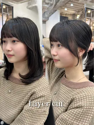ミディアム レイヤー/顔周り 田山　穂波のヘアスタイル