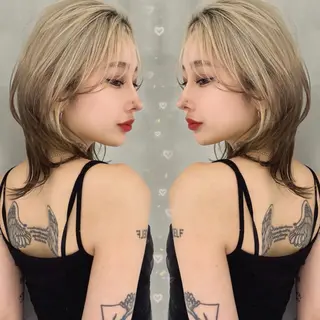 ミディアム Ma cherie by Lond所属・ハイトーン/ ミルクティーAikaのヘアスタイル