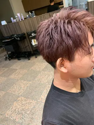 ショート カラー メンズ IwAsh中山所属・✂︎中山ブリーチ・ パーマ✂︎露木智也のヘアスタイル