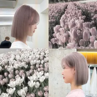 セミロング カラー オリーブ/ 透明感カラー/れいあのヘアスタイル