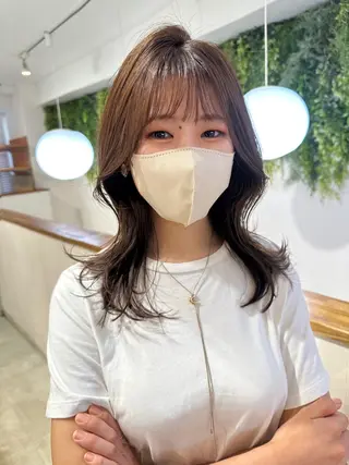 セミロング カラー レイヤー/韓国ヘア /顔周り/大久保貴之のヘアスタイル