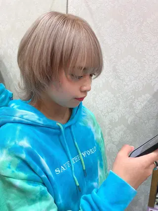 ショート カラー Beleza 渋谷所属・Kazusa/渋谷/ エクステ/ハイトーンのヘアスタイル