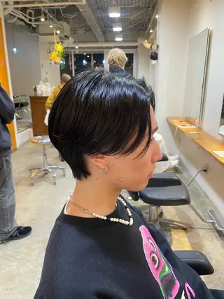 ミディアム パーマ メンズ RIN／韓国ヘア レイヤーカットのヘアスタイル