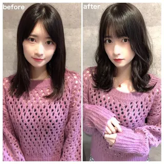 ミディアム カラー ヘアアレンジ 顔周りカット/髪質改 善/新宿/畑中稔里のヘアスタイル