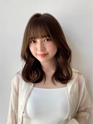 ミディアム カラー 佐藤 悠衣/透明感 カラー/似合わせ前髪のヘアスタイル