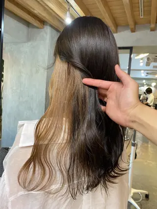 セミロング カラー メンズ 切りっぱなしボブ/ デザインカラー店長のヘアスタイル