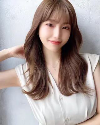 セミロング カラー 顔周り/くびれヘア 韓国ヘア💕風間るなのヘアスタイル