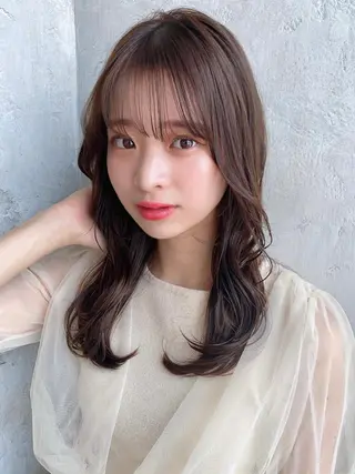 セミロング カラー 顔周り/くびれヘア 韓国ヘア💕風間るなのヘアスタイル