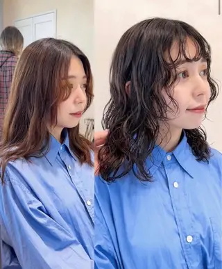 セミロング パーマ fore所属・赤熊 咲良 🦔ྀིのヘアスタイル