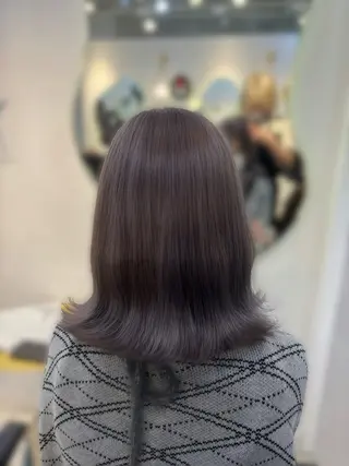 セミロング カラー みらい🖤ブリーチ 縮毛矯正モデル募集のヘアスタイル