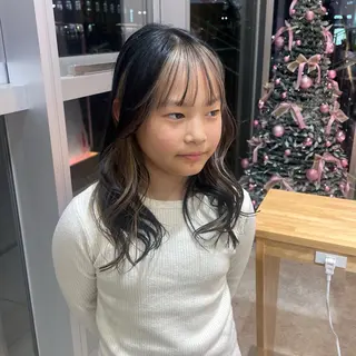 セミロング カラー キッズ 望愛/レイヤー/ハイ トーン/デザインのヘアスタイル