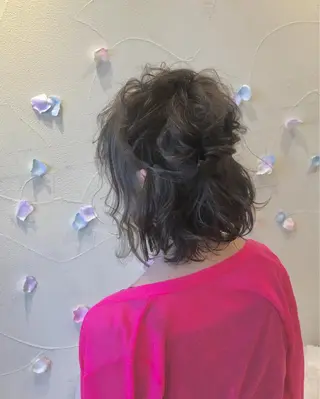 ミディアム パーマ ヘアアレンジ 清水 まなのマツエク・マツパデザイン