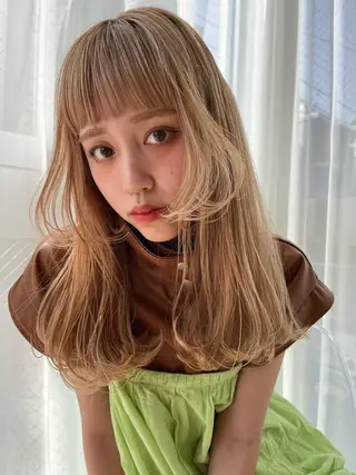 ロング カラー パーマ ヘアアレンジ メンズ ハイトーン/顔まわり Nina💒のヘアスタイル