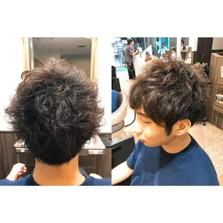 ショート パーマ メンズ 内野 光葉のヘアスタイル