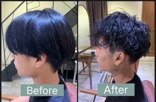 ショート パーマ メンズ 西村　弘輝 パーマ/艶髪カラーのヘアスタイル