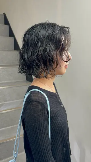 ミディアム カラー パーマ nao/福岡美容室 パーマ/ボブパーマのヘアスタイル