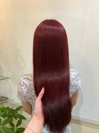 ロング カラー ブリーチしない暖色 カラー🥀杉 優菜のヘアスタイル