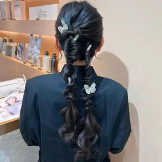 ロング ヘアアレンジ ✨カチモリ✨レイヤー 韓国ヘア🇰🇷ゆいのヘアスタイル