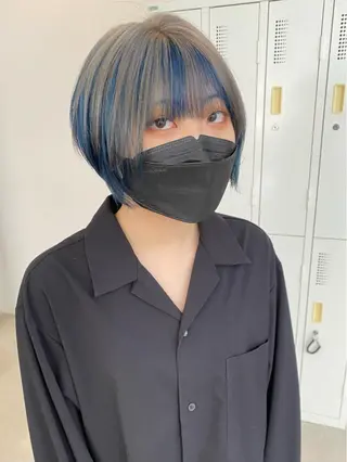 ショート カラー ヘアアレンジ 切りっぱなしボブ/ デザインカラー店長のヘアスタイル