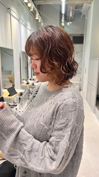 ミディアム パーマ シミズ リホのヘアスタイル