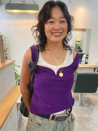 セミロング パーマ 森貴裕/ベージュ/ パーマ/オリーブのヘアスタイル