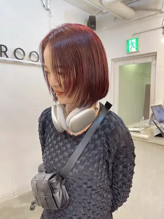 ミディアム カラー レイヤー　べージュ 白石研太のヘアスタイル