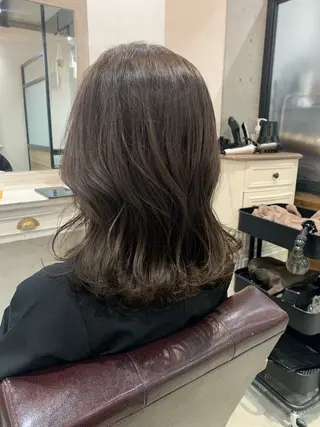 ミディアム カラー ヘアアレンジ kei/透明感カラー /ベージュ/髪質改善のヘアスタイル