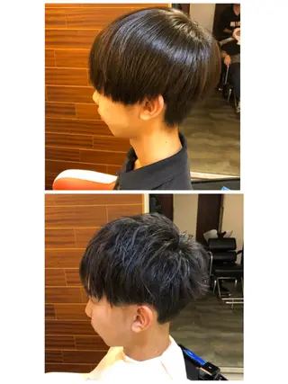 ショート パーマ メンズ 塩谷黎✨ブリーチ無W カラーメンズパーマ✨のヘアスタイル