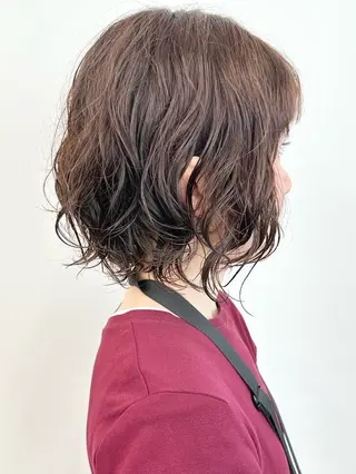 ショート パーマ とうい/くせ毛/ ショート/丸みボブのヘアスタイル