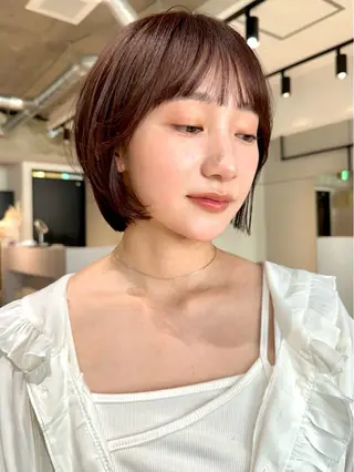 ショート カラー パーマ 🫧小顔×似合わせ× 透明感カラー🫧のヘアスタイル
