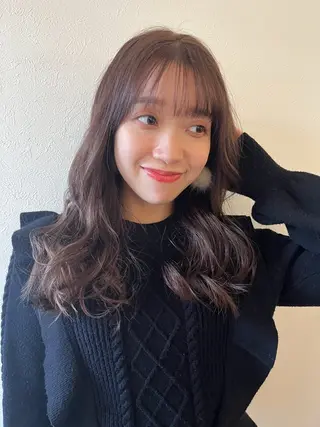 ミディアム パーマ 上品な暖色/丸みボブ Chie🪷のヘアスタイル